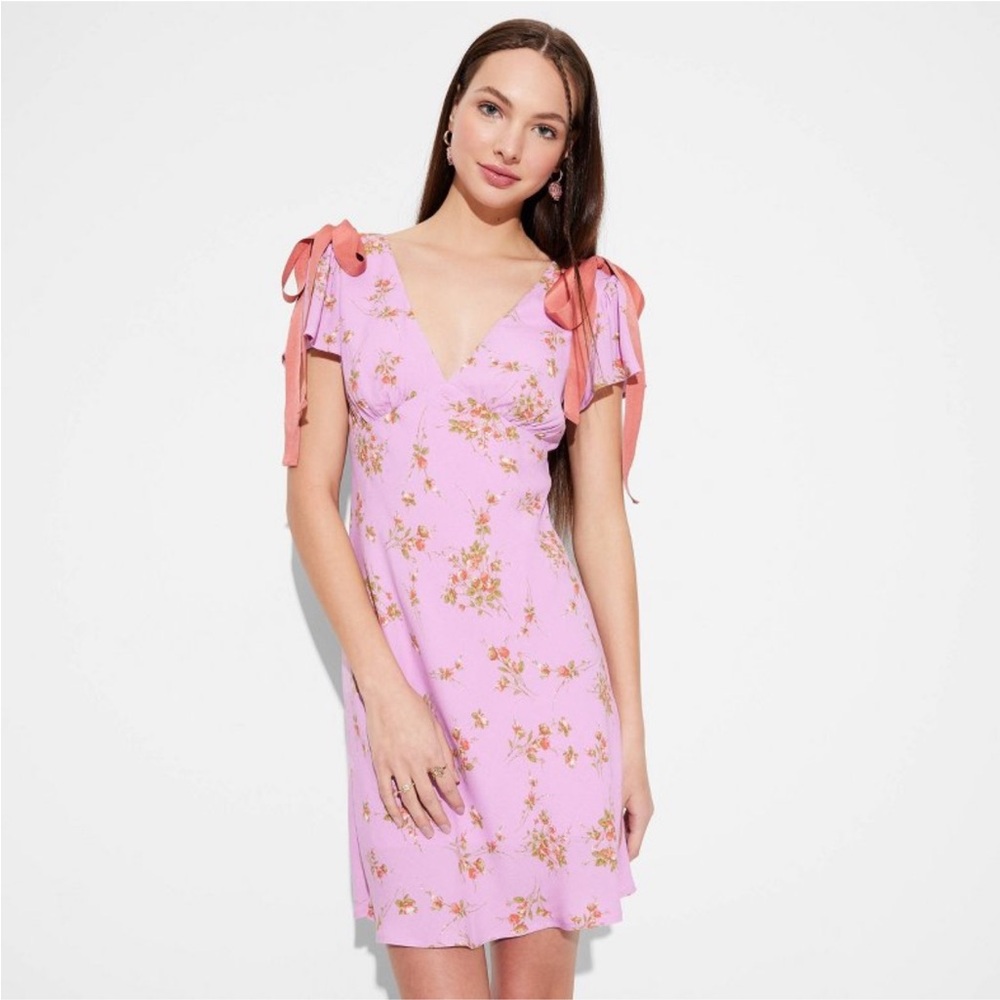 Wild Fable Lilac Pink Floral Mini Dress